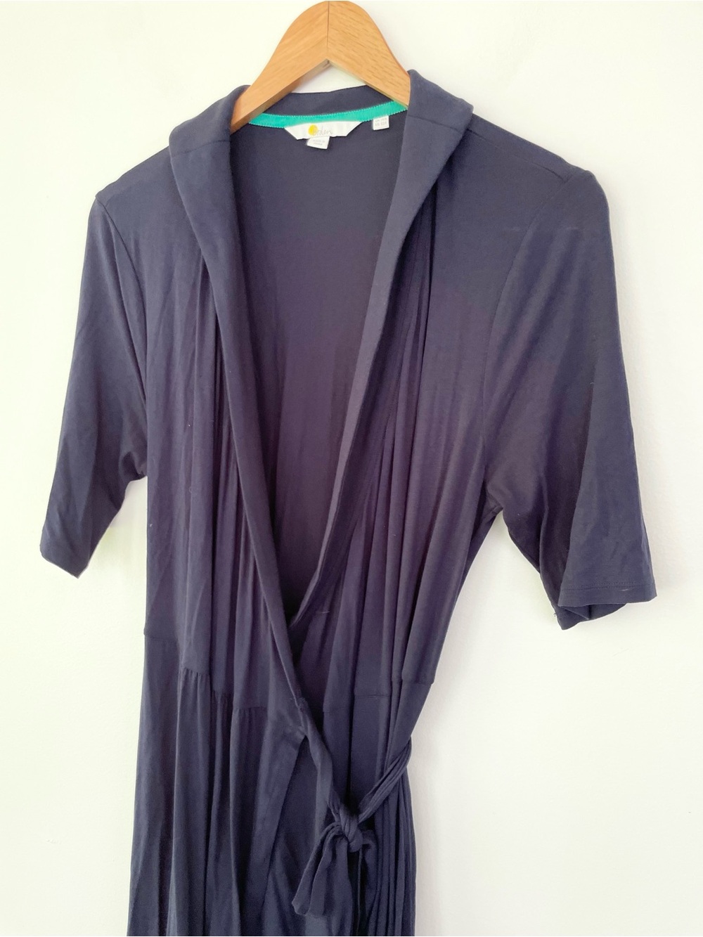 Boden Lavinia Jersey Wrap Dress in Navy Blue Midi Vneck size 10R - Picture 5 of 10